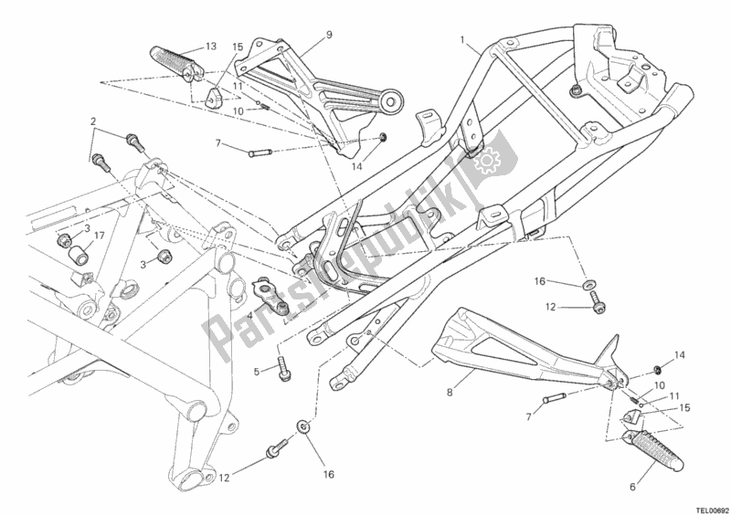 Todas as partes de Quadro Traseiro do Ducati Streetfighter 848 USA 2013